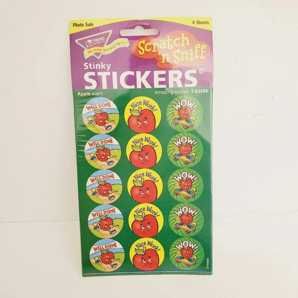 TREND Stinky Scratch 'N Sniff Sticker Matte 4 Sheets Amazing Apples Apple Scent